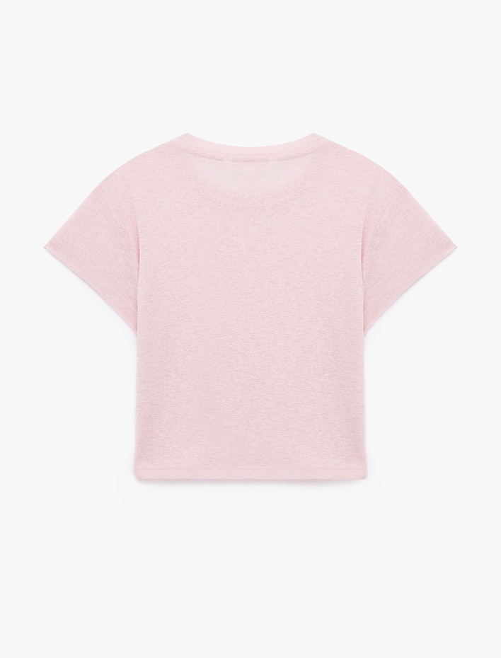  Koton X Sibil Çetinkaya - Yarı Transparan Slim Fit Kısa Kollu Bisiklet Yaka Tişört