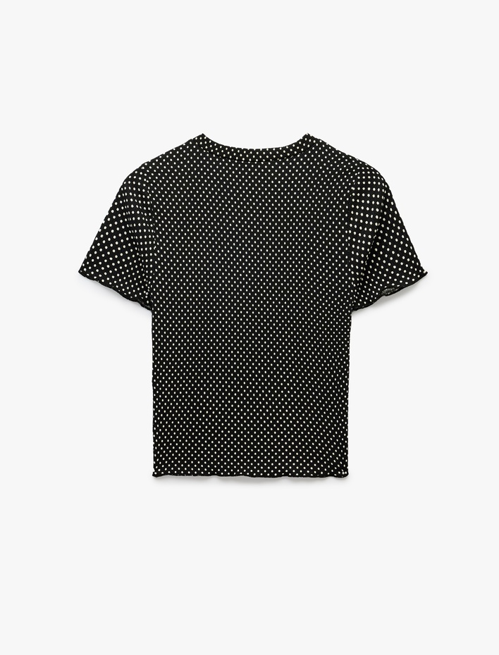  Slim Fit Kısa Kollu Bisiklet Yaka Desenli Tişört