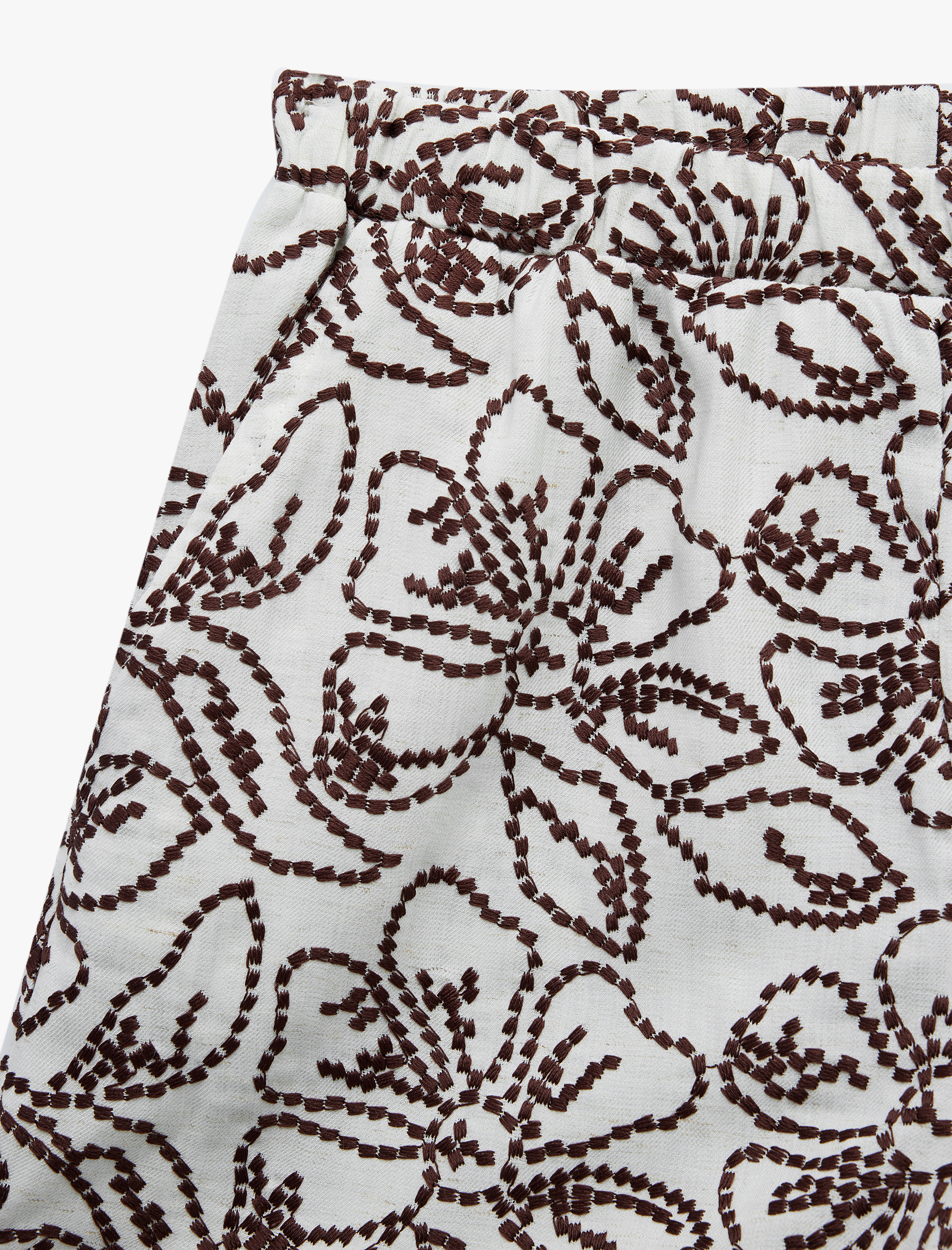   Koton X Melis Ağazat - Keten Karışımlı Cepli Floral İşleme Detaylı Mini Şort