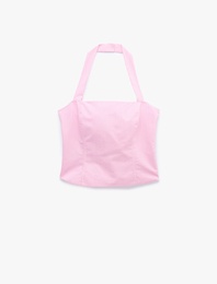 Koton X Sibil Çetinkaya - Pamuklu Slim Fit Çizgili Halter Yaka Korse Büstiyer