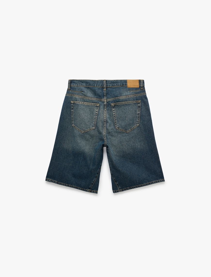 Lacivert Erkek Pamuklu Normal Bel Cepli Bol Baggy Jean Şort 6SAM40409ND ...