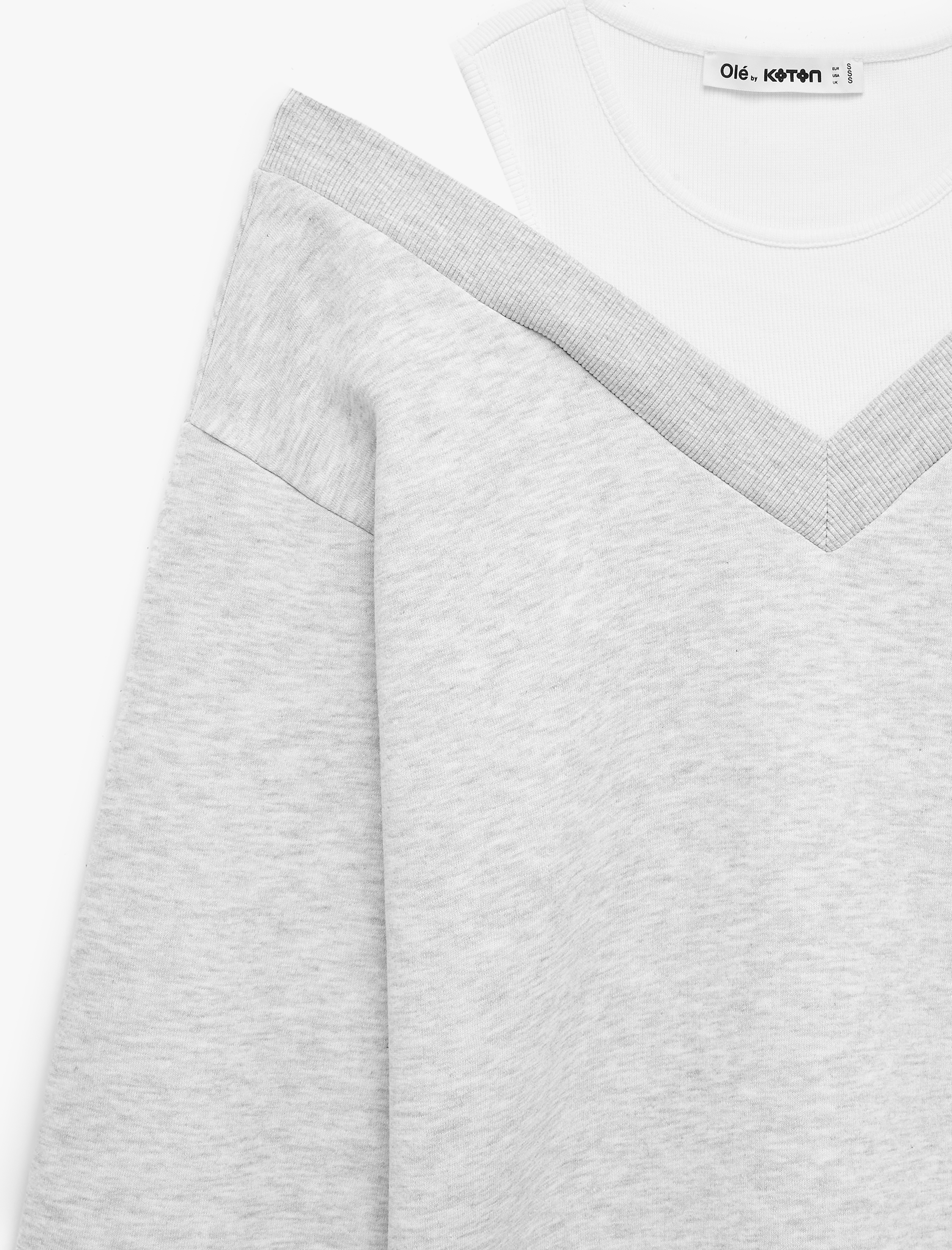   Rahat Kalıp Atlet Detaylı Uzun Kollu Bisiklet Yaka Şardonlu Sweatshirt