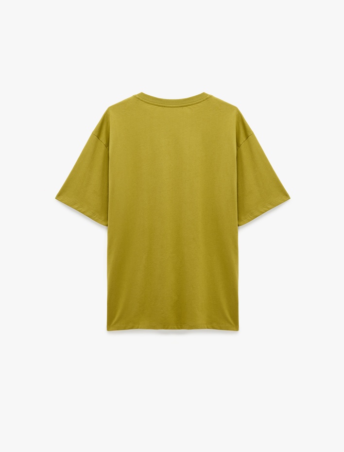  Pamuklu Bisiklet Yaka Kısa Kollu Basic Oversize Tişört