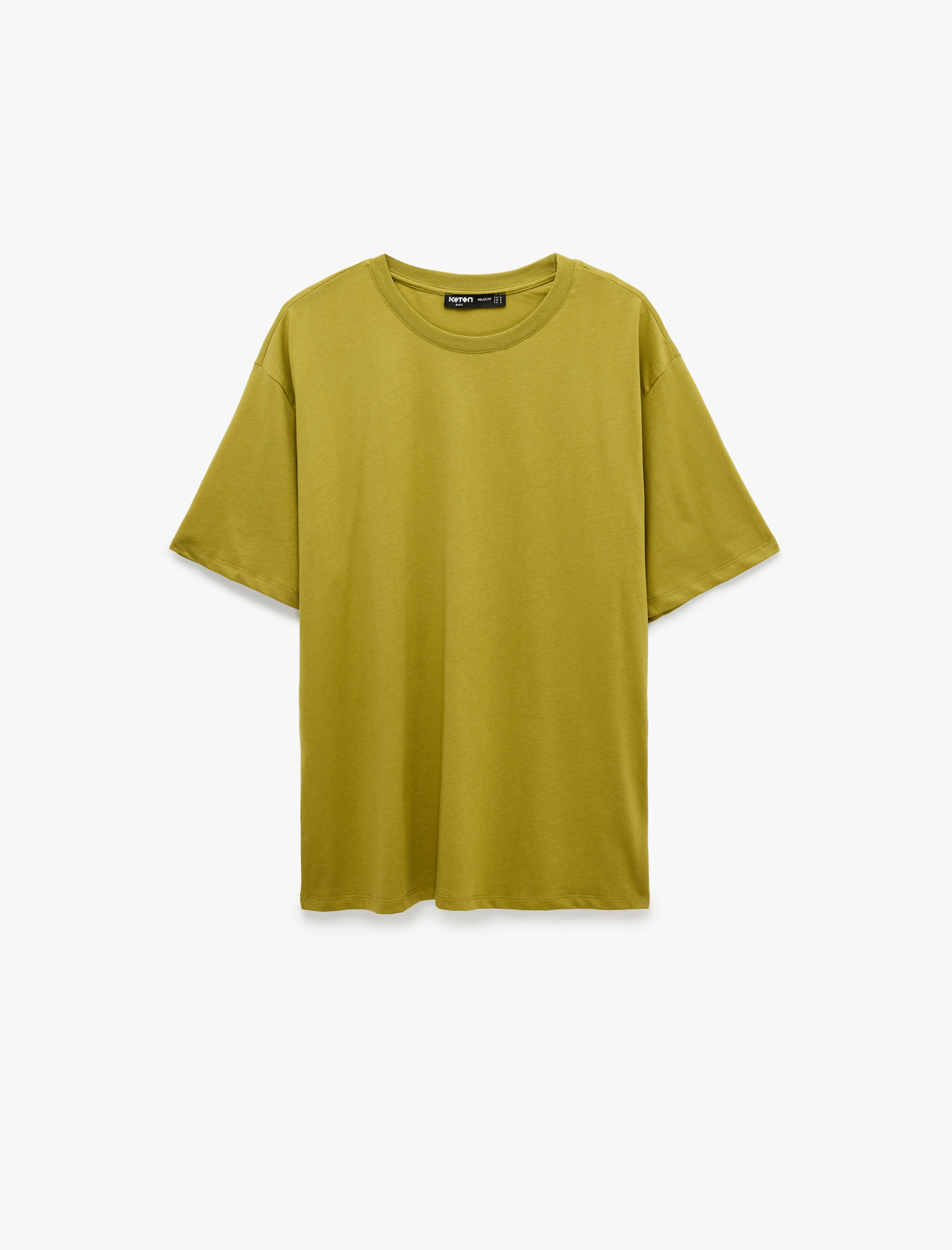   Pamuklu Bisiklet Yaka Kısa Kollu Basic Oversize Tişört