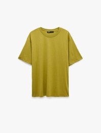 Pamuklu Bisiklet Yaka Kısa Kollu Basic Oversize Tişört