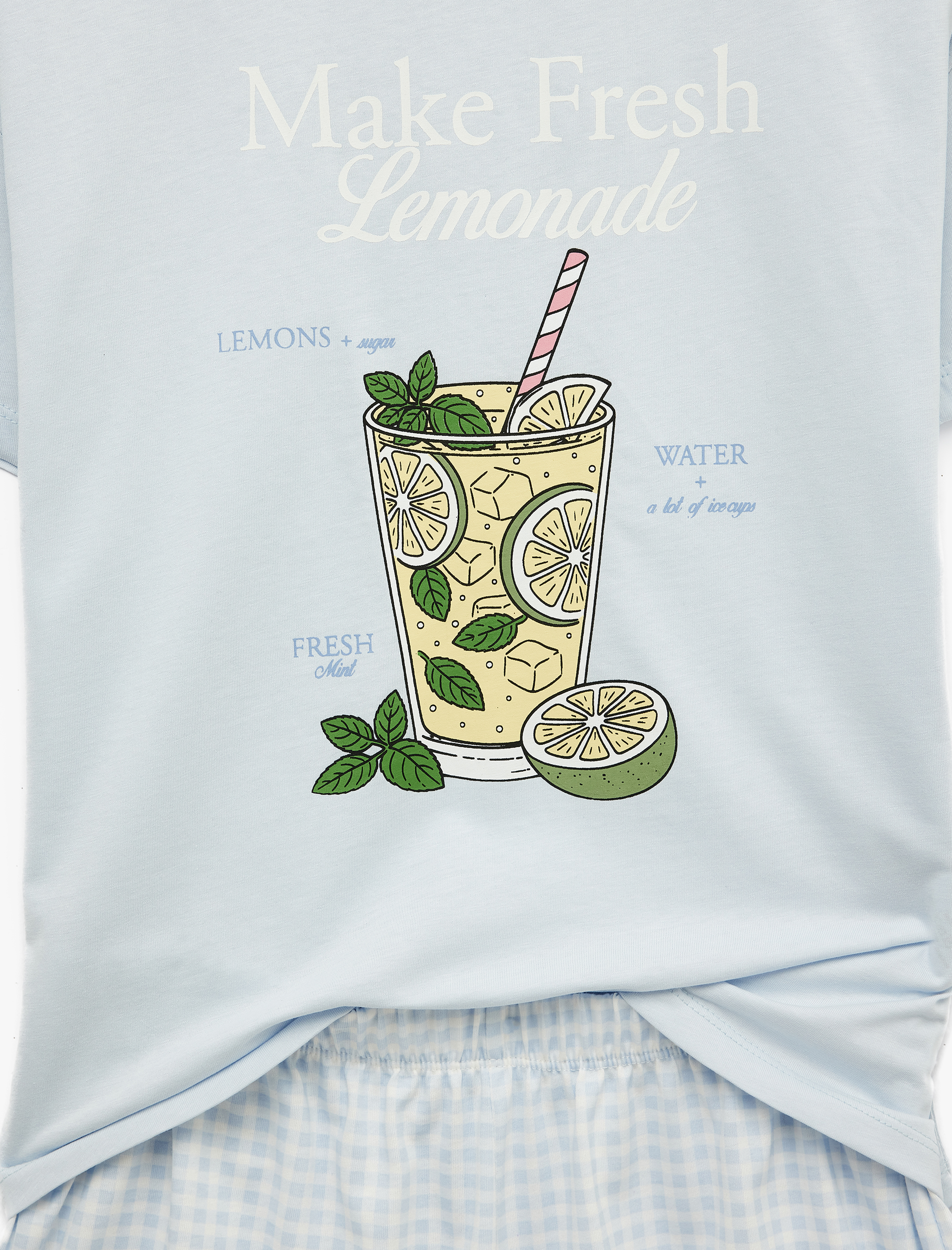   Baskılı Şortlu Pamuklu Pijama Takımı