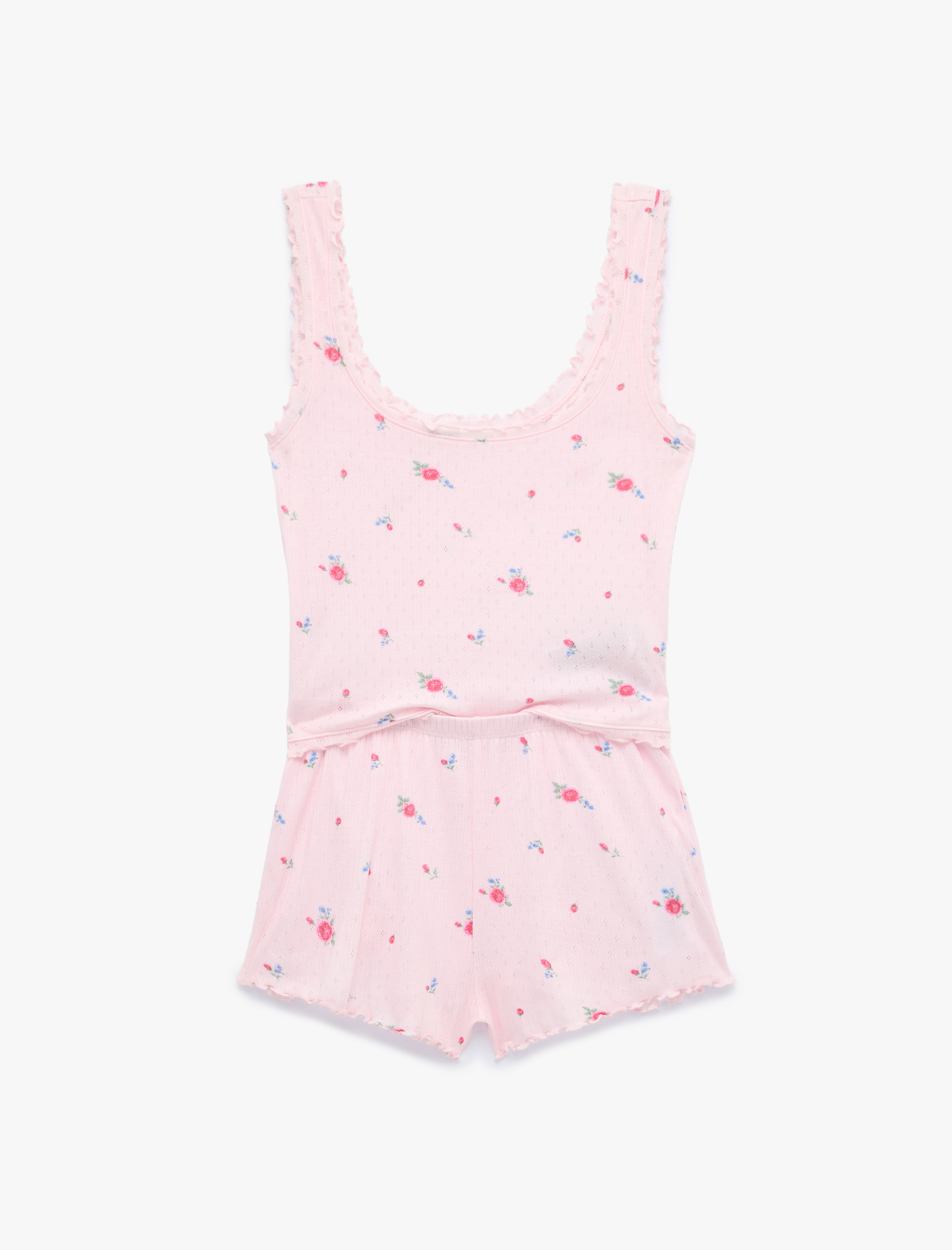   Pamuk Karışımlı Desenli Rahat Kesim Şortlu Pijama Takımı