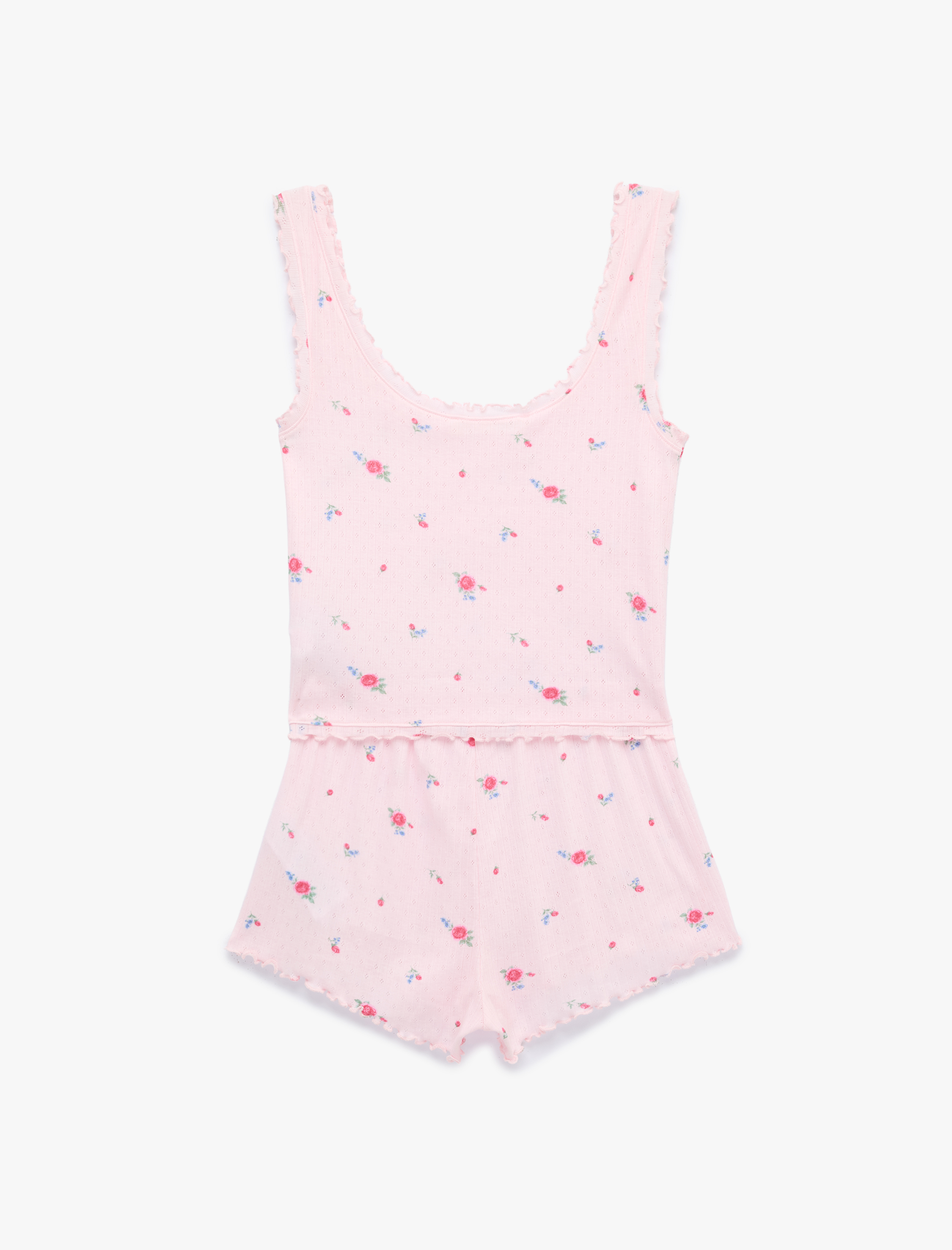  Pamuk Karışımlı Desenli Rahat Kesim Şortlu Pijama Takımı