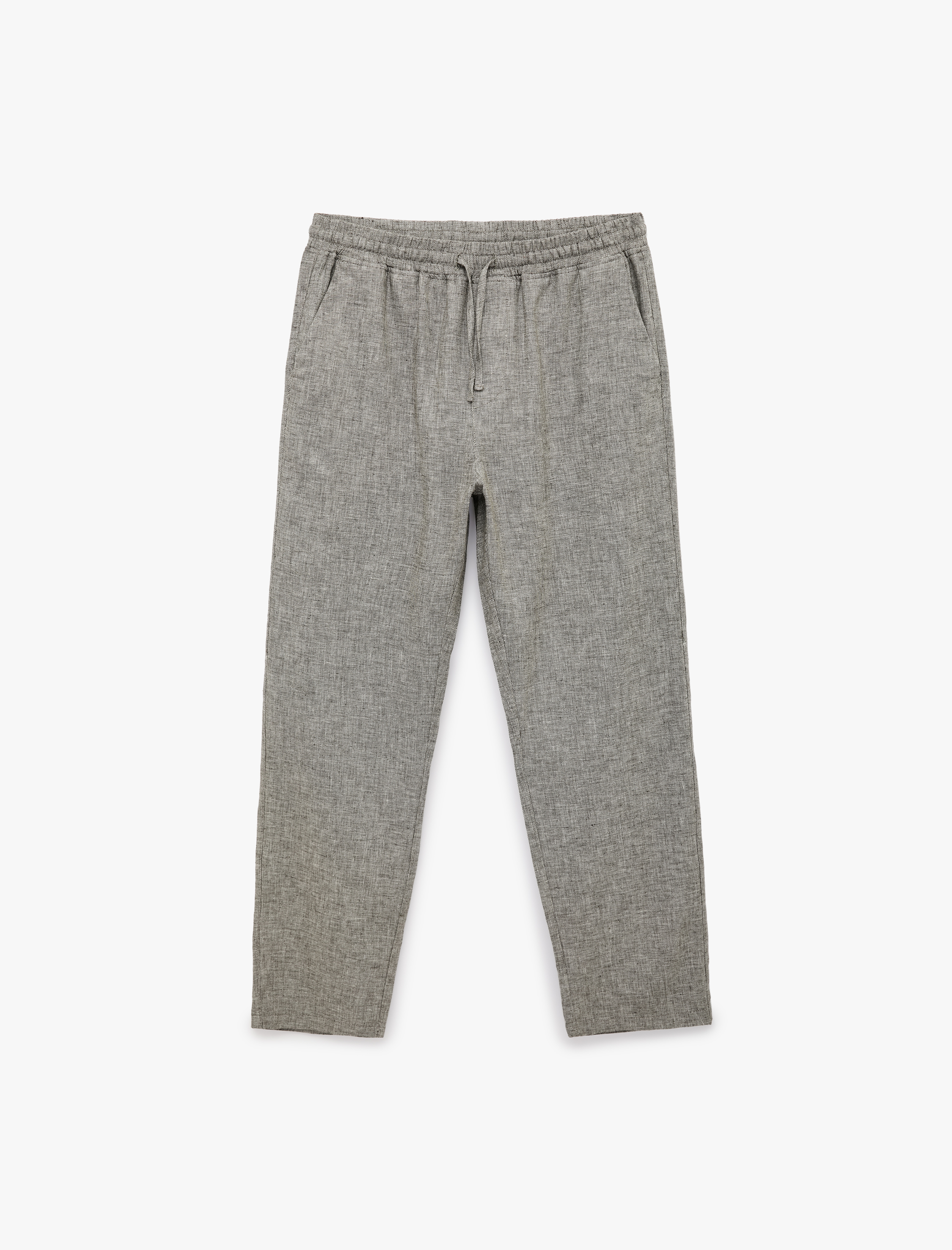   Regular Fit Pamuk Keten Karışımlı Cepli  Beli Bağcıklı Pantolon