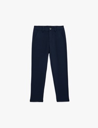 Viskon Karışımlı Cep Detaylı Slim Fit Chino Pantolon