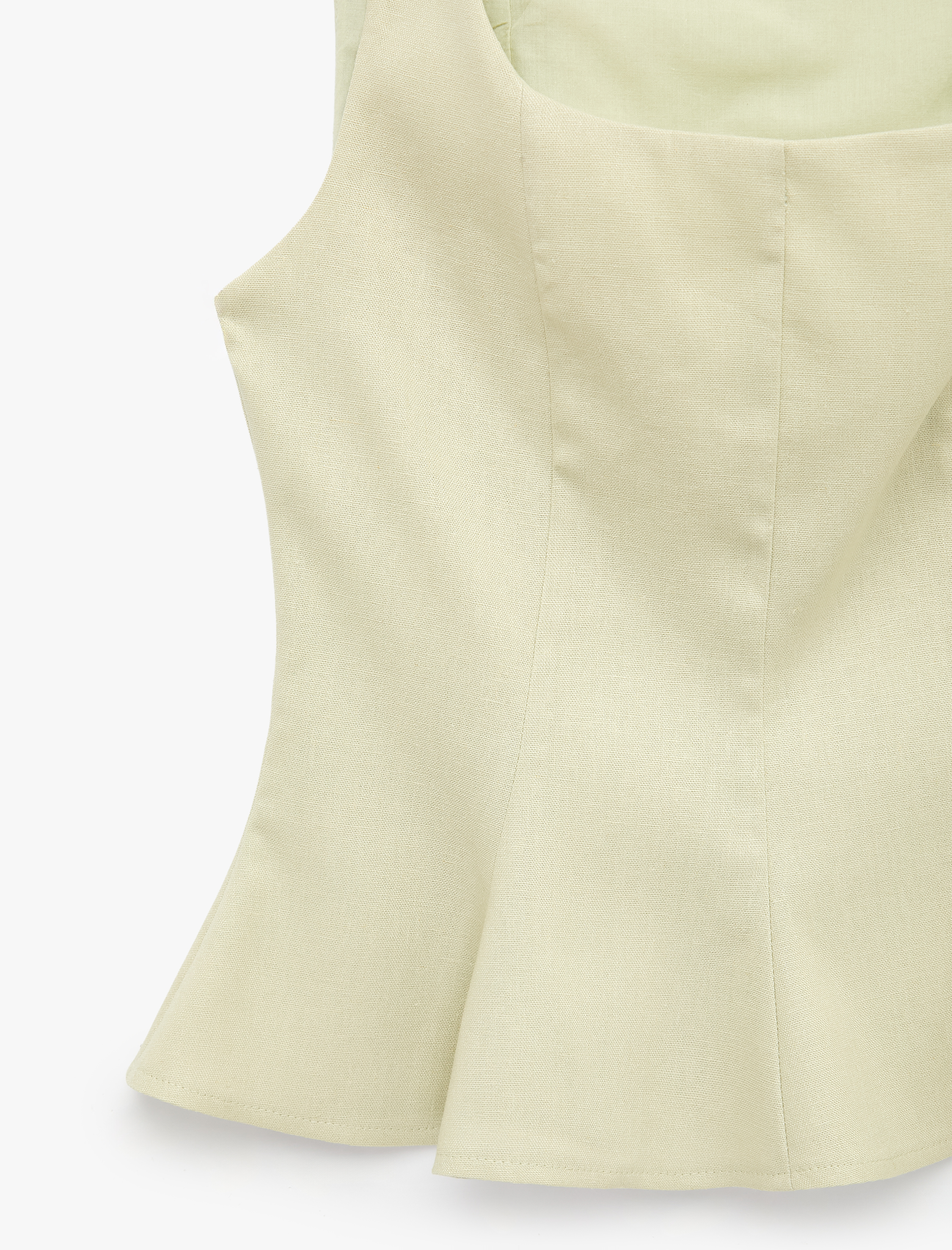   Kolsuz Kare Yaka Peplum Keten Bluz