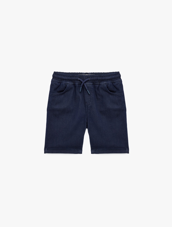 Erkek Çocuk Beli Bağcıklı Lastikli Slim Fit Denim Şort