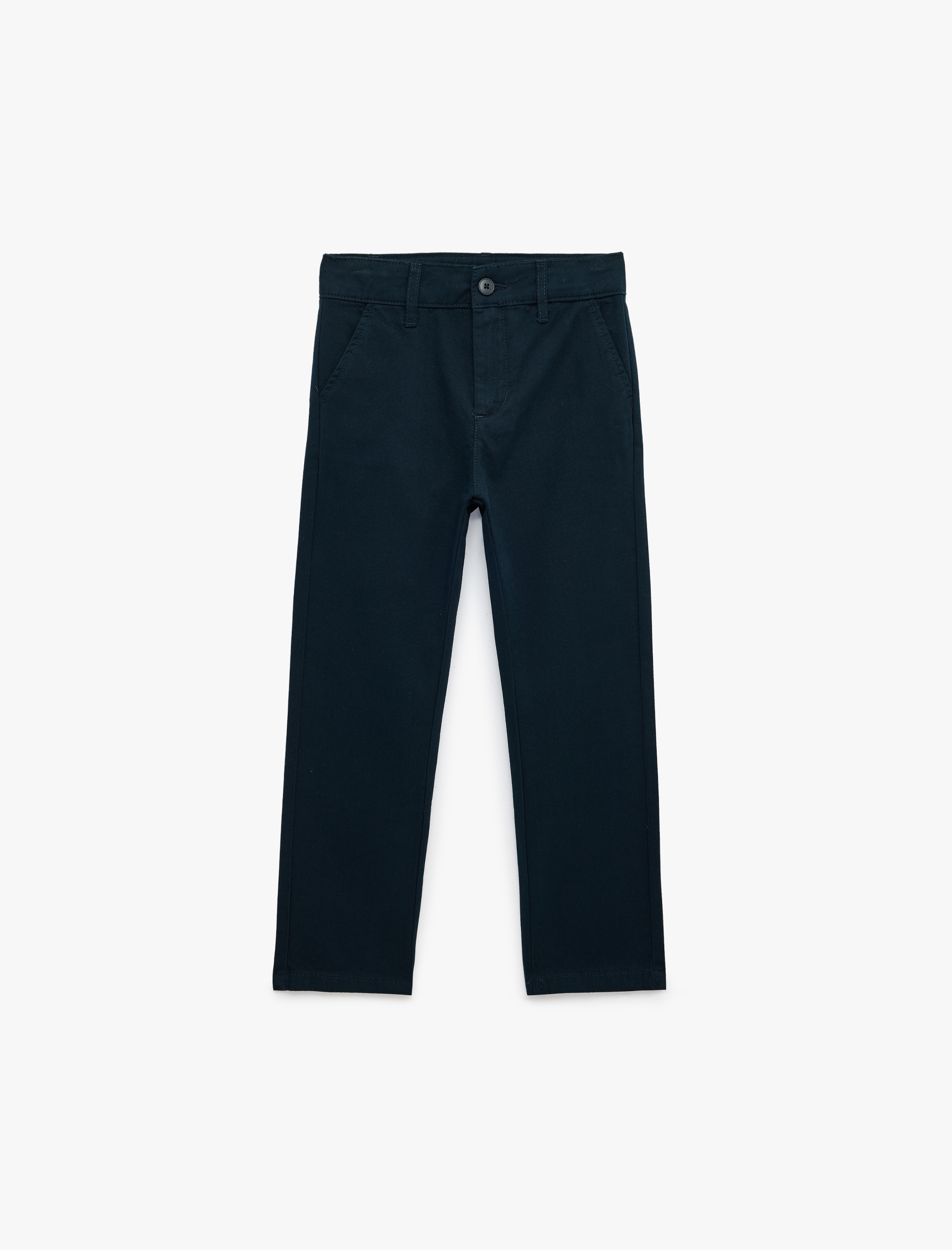  Erkek Çocuk Düğmeli Pamuklu Gabardin Chino Pantolon