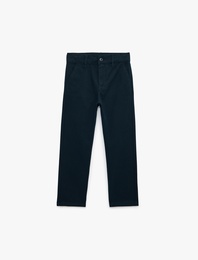 Düğmeli Pamuklu Gabardin Chino Pantolon