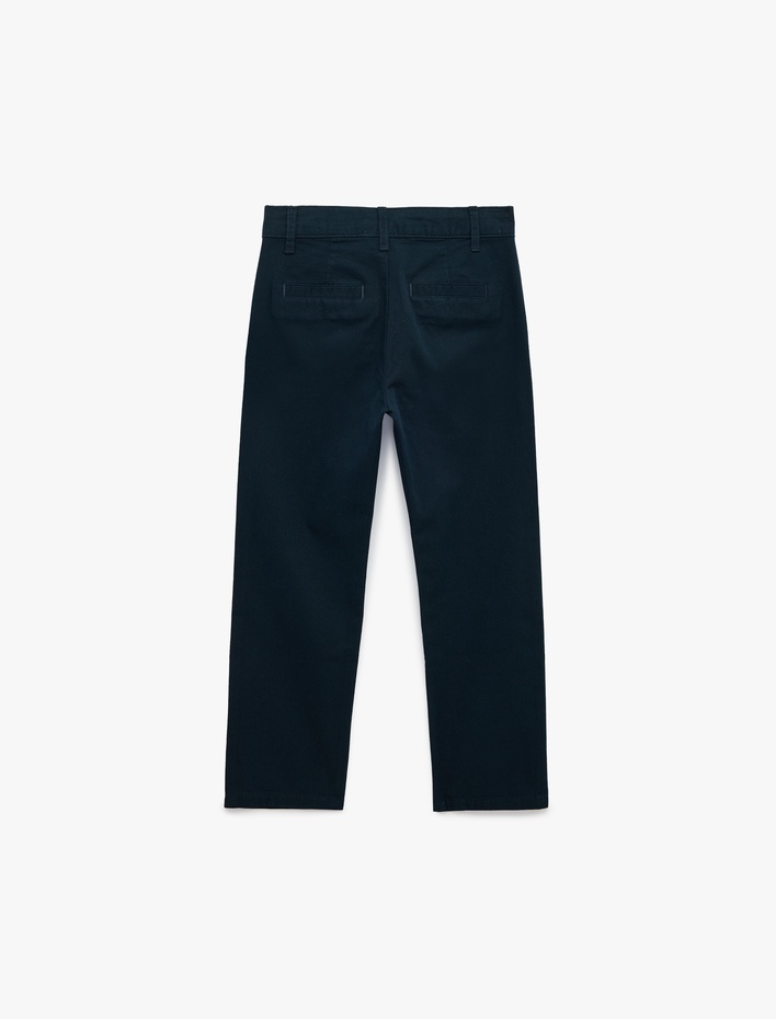 Erkek Çocuk Düğmeli Pamuklu Gabardin Chino Pantolon