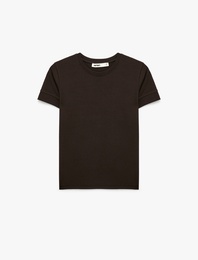 Pamuklu Slim Fit Kısa Kollu Bisiklet Yaka Basic Tişört
