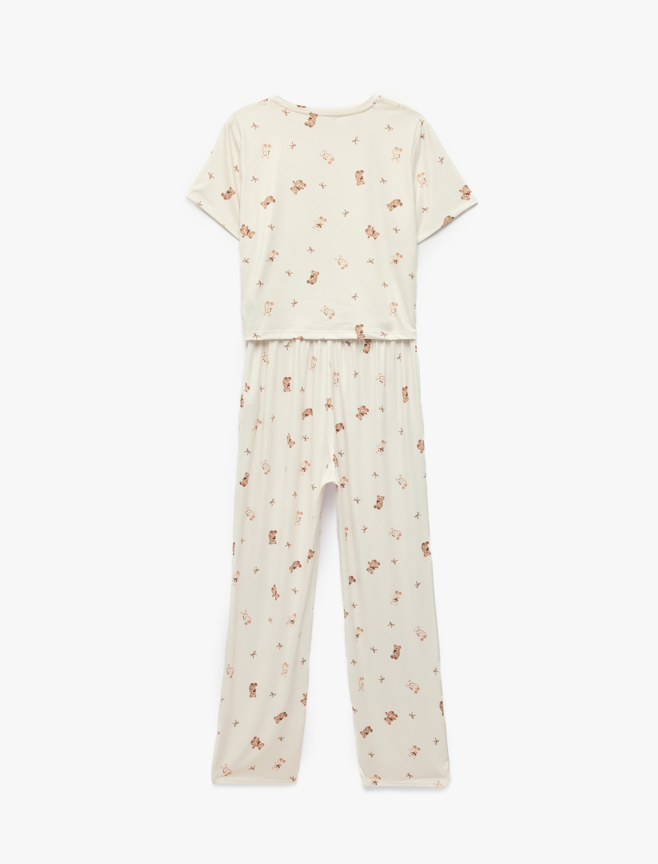   Rahat Kalıp Bisiklet Yaka Kısa Kollu Baskılı Pijama Takımı