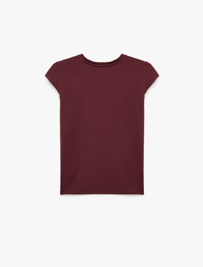  Pamuklu Regular Fit Kap Kollu Bisiklet Yaka Basic Tişört