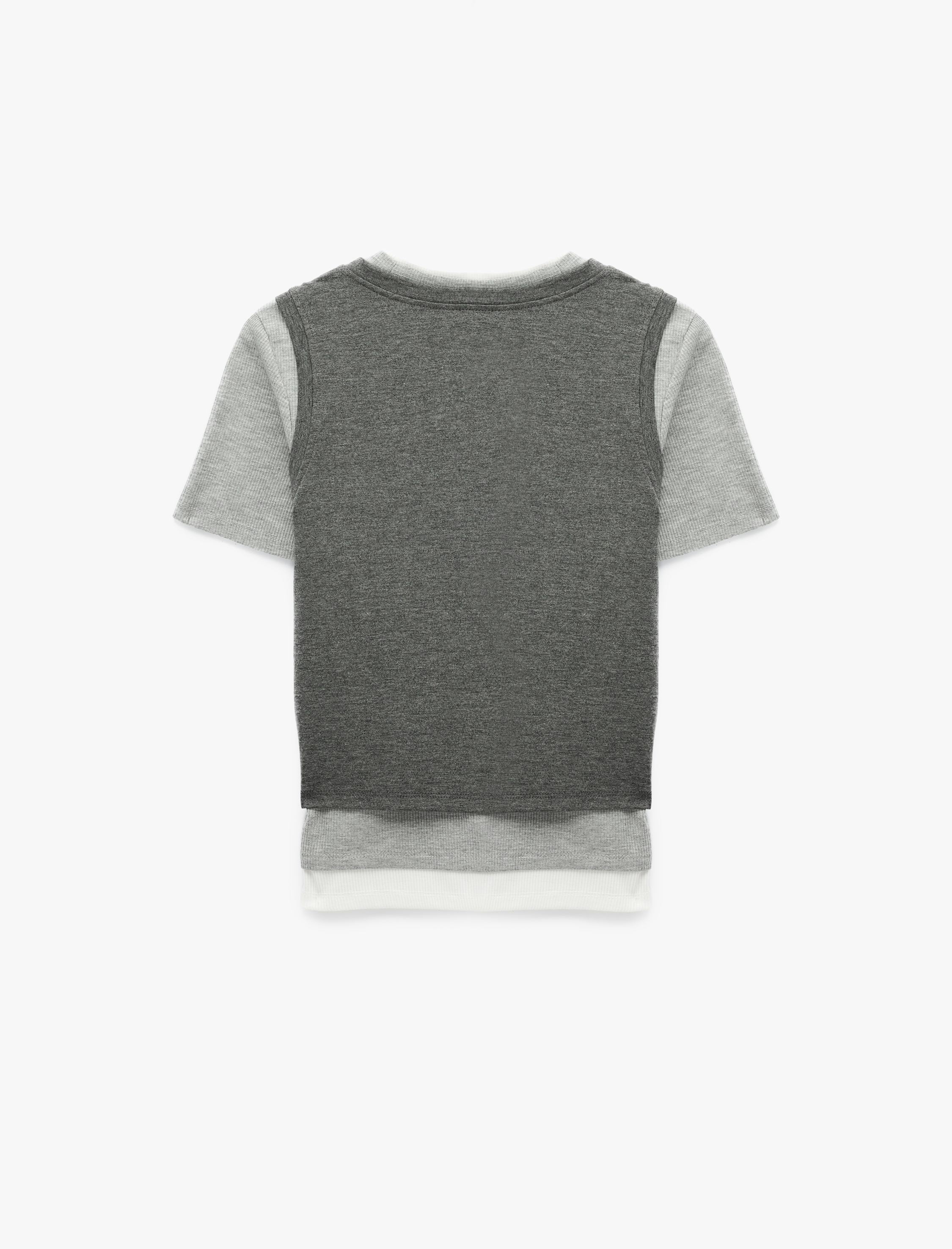   Slim Fit Bisiklet Yaka Katlı Viskon Karışımlı Kısa Kollu Tişört
