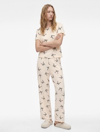 Viskon Kumaş Beli Lastikli Fiyonk Desenli Pijama Altı