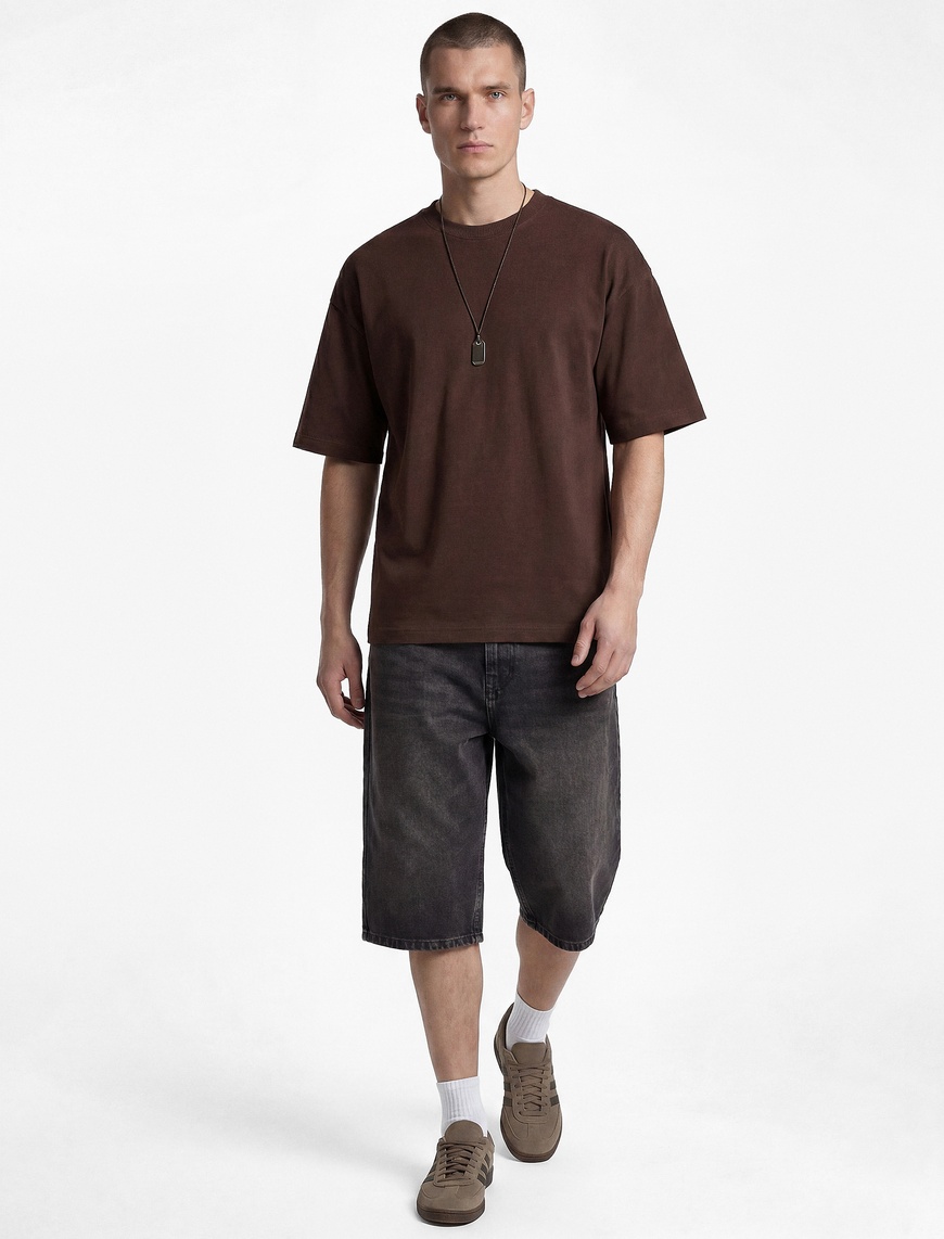 Koton Erkek Pamuklu Kısa Kollu Bisiklet Yaka Basic Oversize Tişört