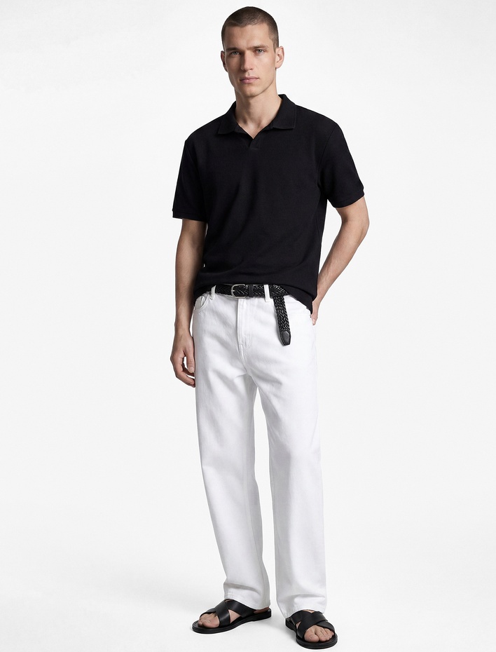  Pamuklu Kısa Kollu Regular Fit Pike Kumaş Polo Yaka Tişört