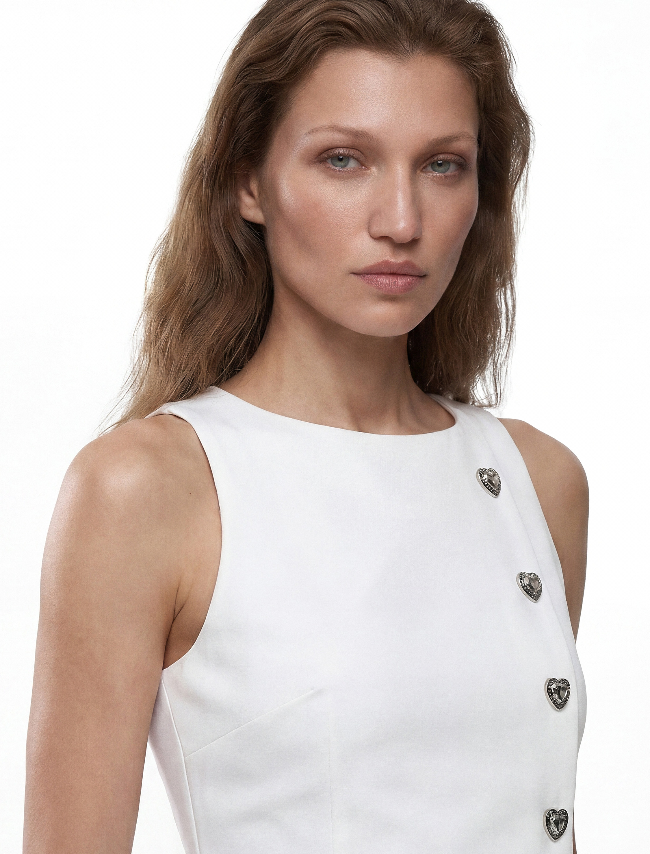   Hafif Peplum Kesim Bisiklet Yaka Kalpli Düğme Detaylı Yelek