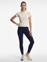Slim Fit Dik Yaka Kısa Kollu Fermuarlı Spor Tişört