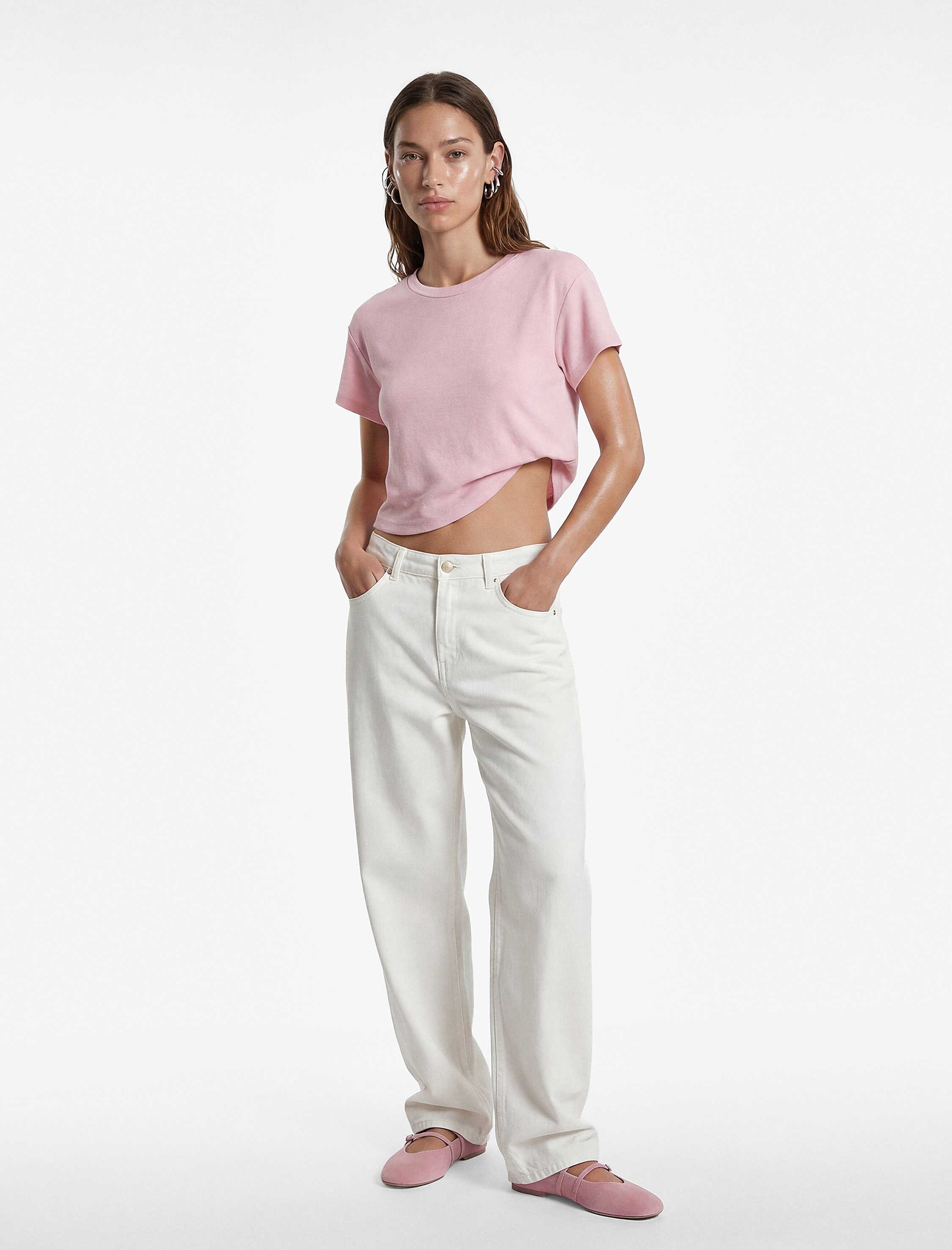   Koton X Sibil Çetinkaya - Yarı Transparan Slim Fit Kısa Kollu Bisiklet Yaka Tişört