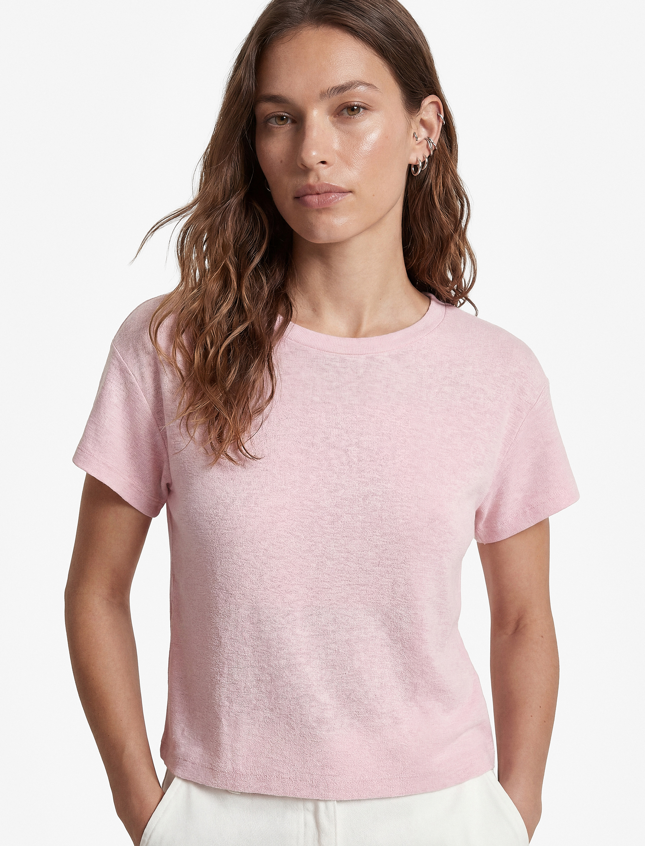   Koton X Sibil Çetinkaya - Yarı Transparan Slim Fit Kısa Kollu Bisiklet Yaka Tişört