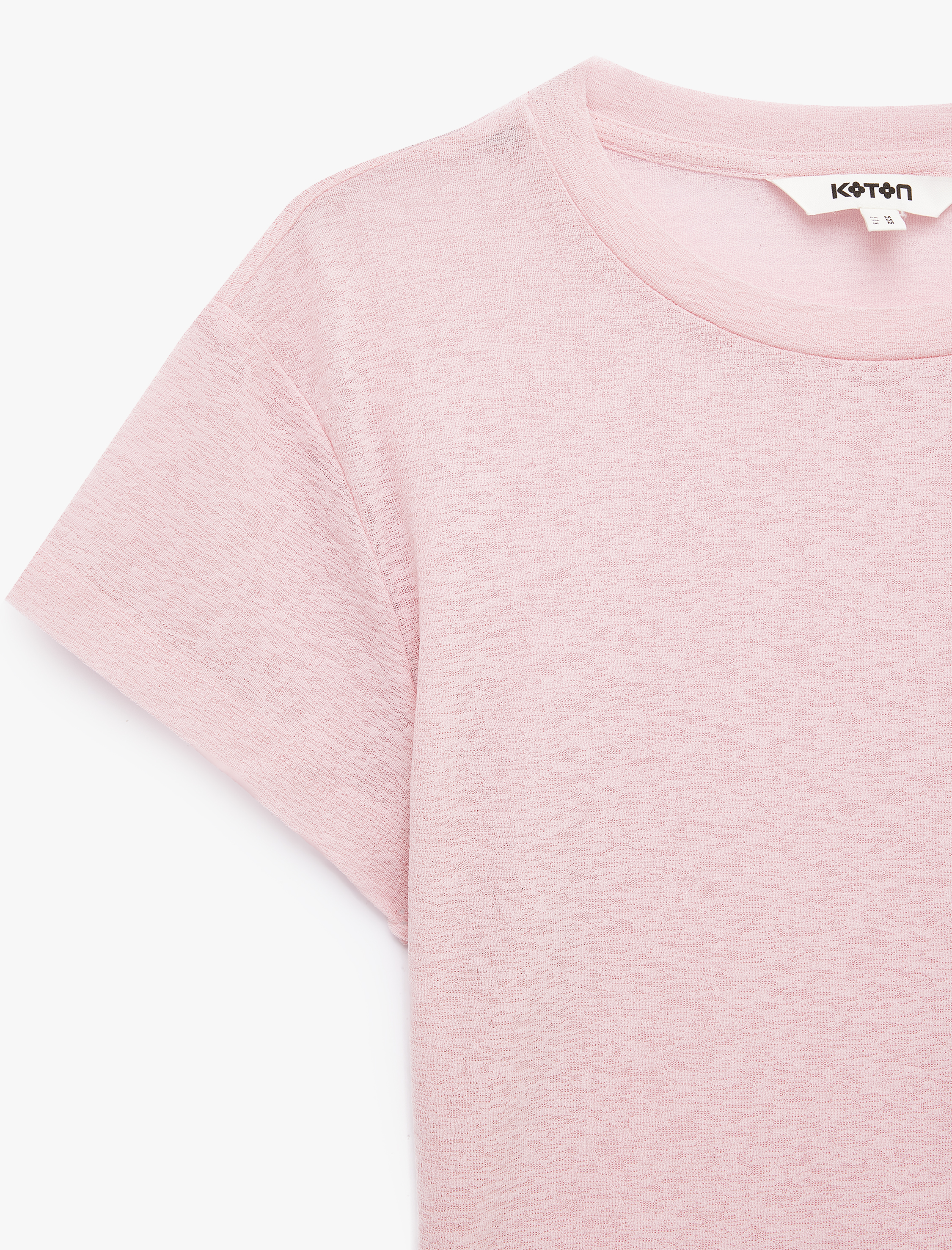   Koton X Sibil Çetinkaya - Yarı Transparan Slim Fit Kısa Kollu Bisiklet Yaka Tişört