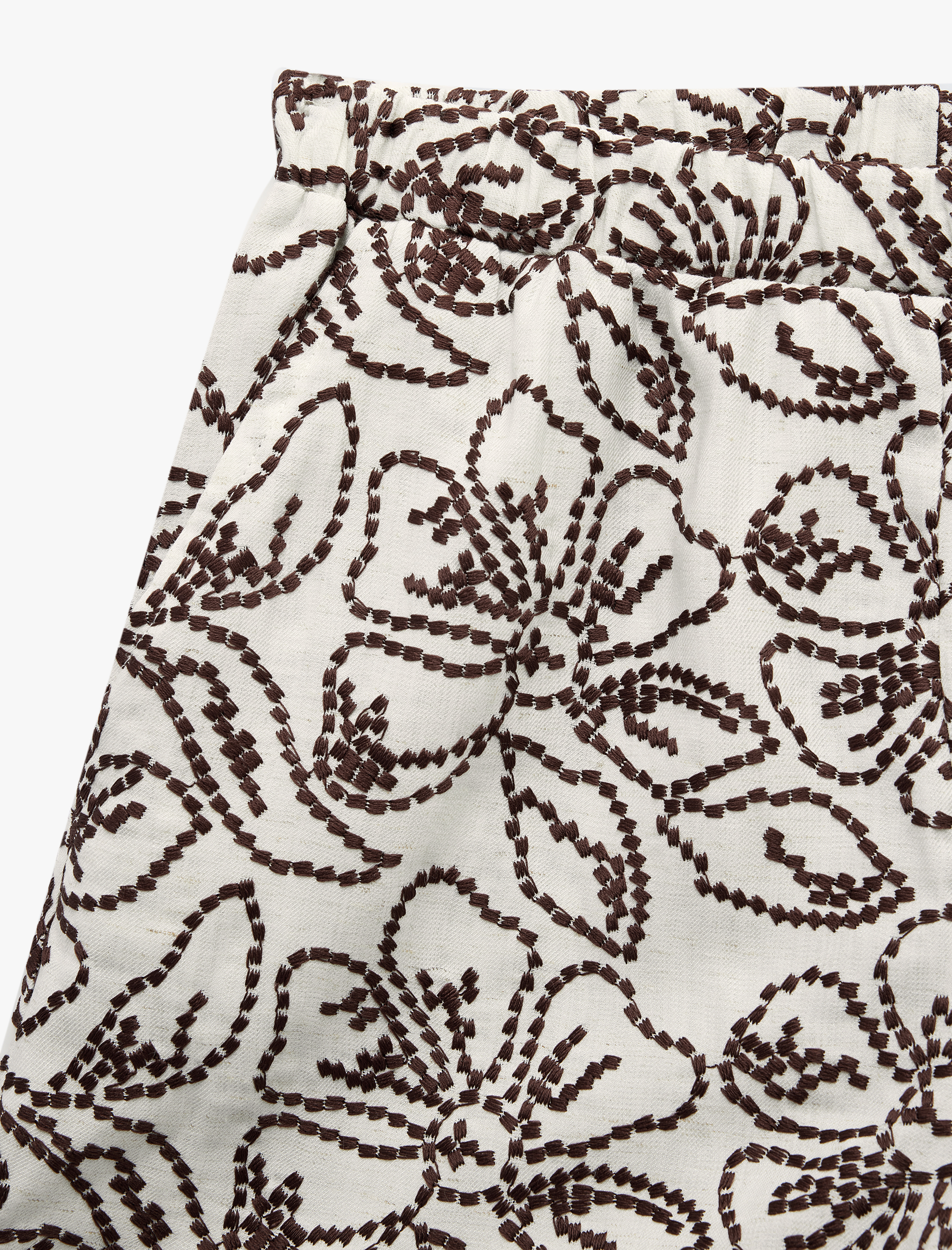   Koton X Melis Ağazat - Keten Karışımlı Cepli Floral İşleme Detaylı Mini Şort