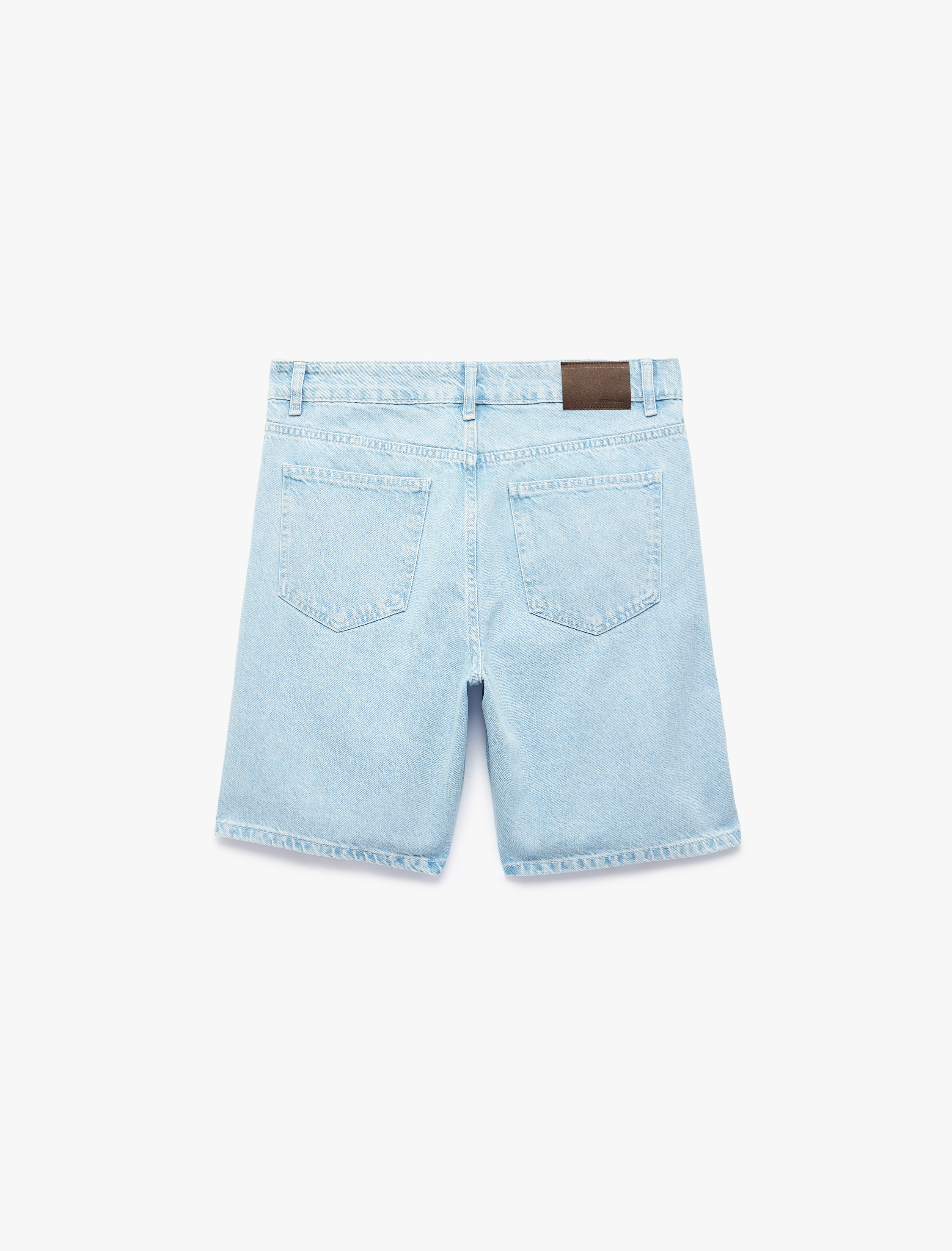   Normal Bel Pamuklu Bermuda Straight Fit Jean Şort