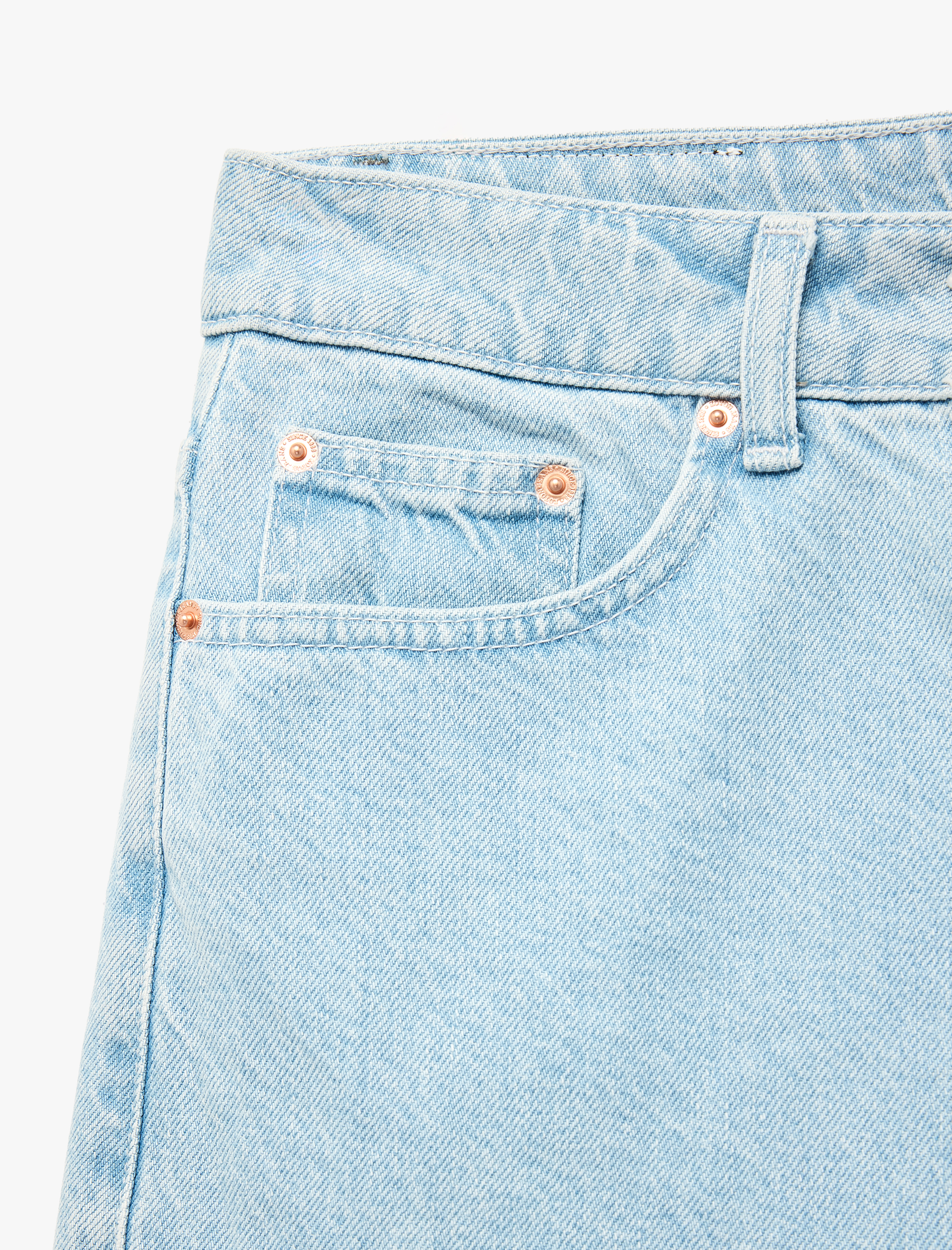   Normal Bel Pamuklu Bermuda Straight Fit Jean Şort