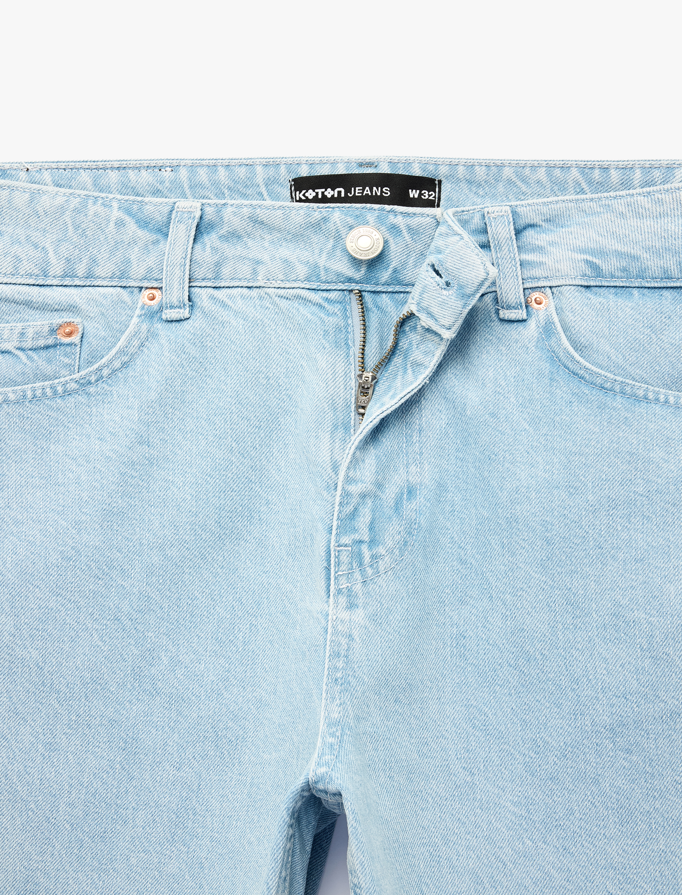   Normal Bel Pamuklu Bermuda Straight Fit Jean Şort