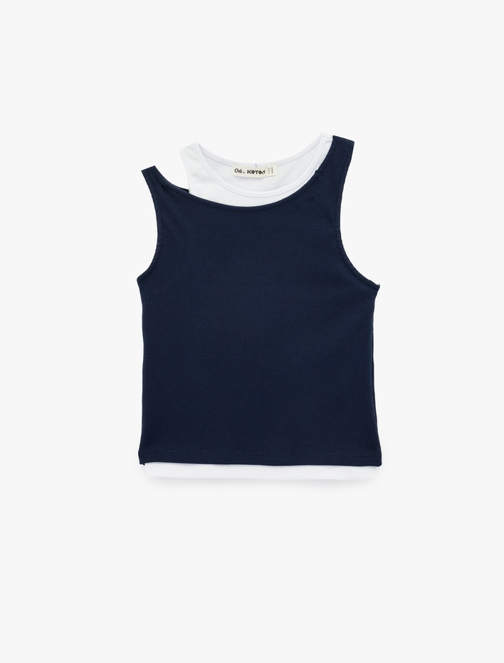  Kaşkorse Pamuklu İkili Katmanlı Kolsuz Halter Yaka Bluz