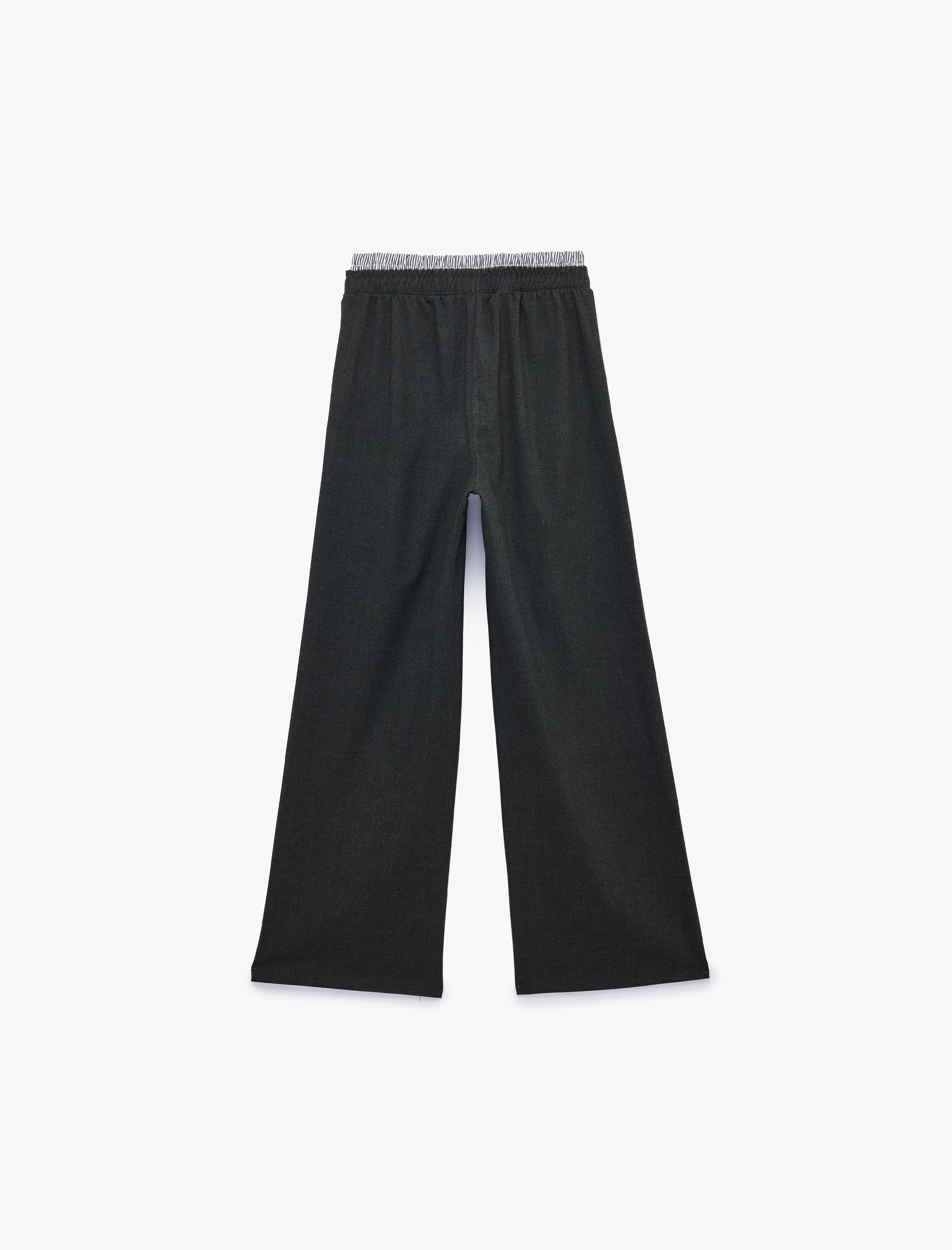  Kız Çocuk Beli Lastikli Cepli Geniş Paça Pantolon