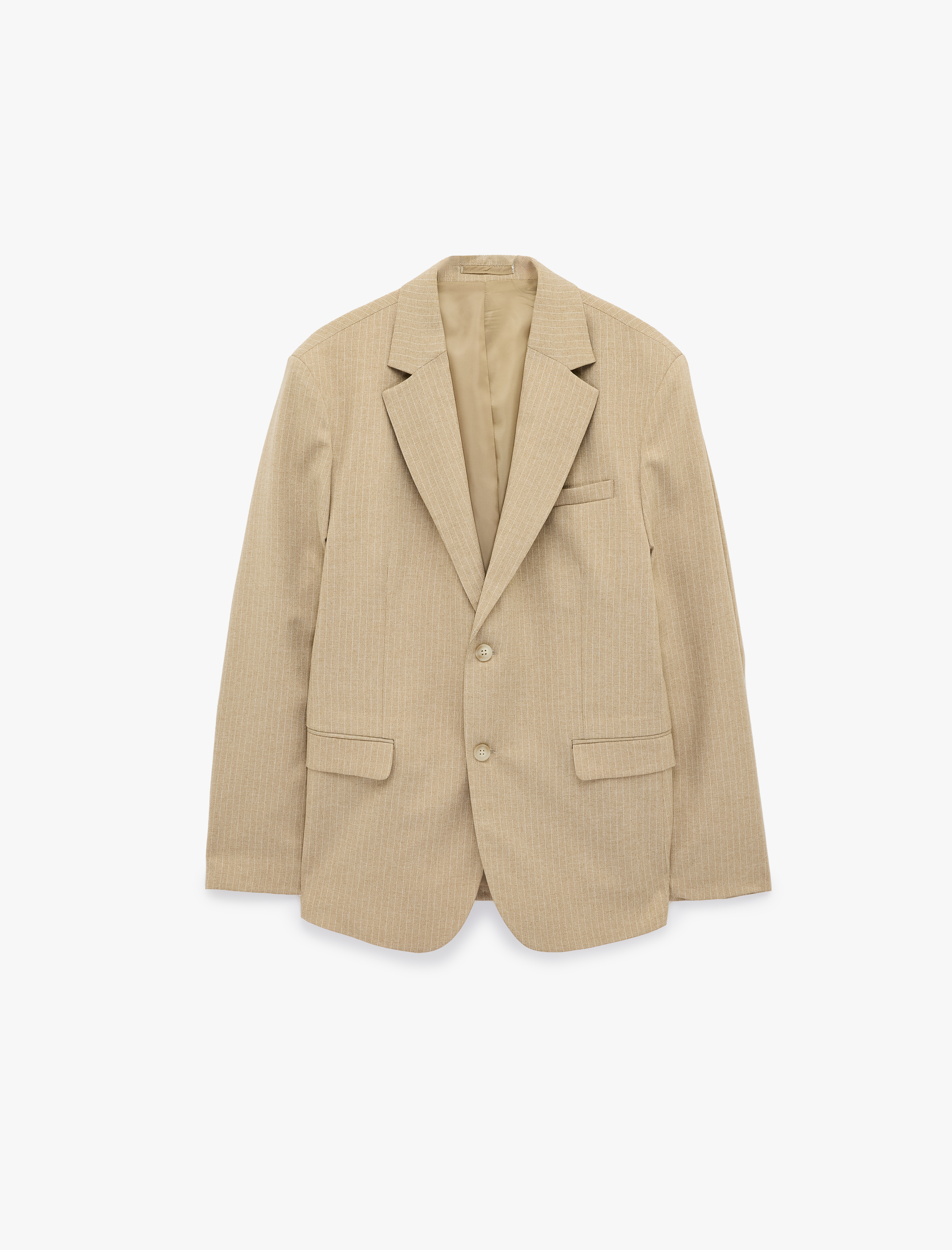   Regular Fit Uzun Kollu Cepli Düğmeli Mono Yaka Blazer Ceket