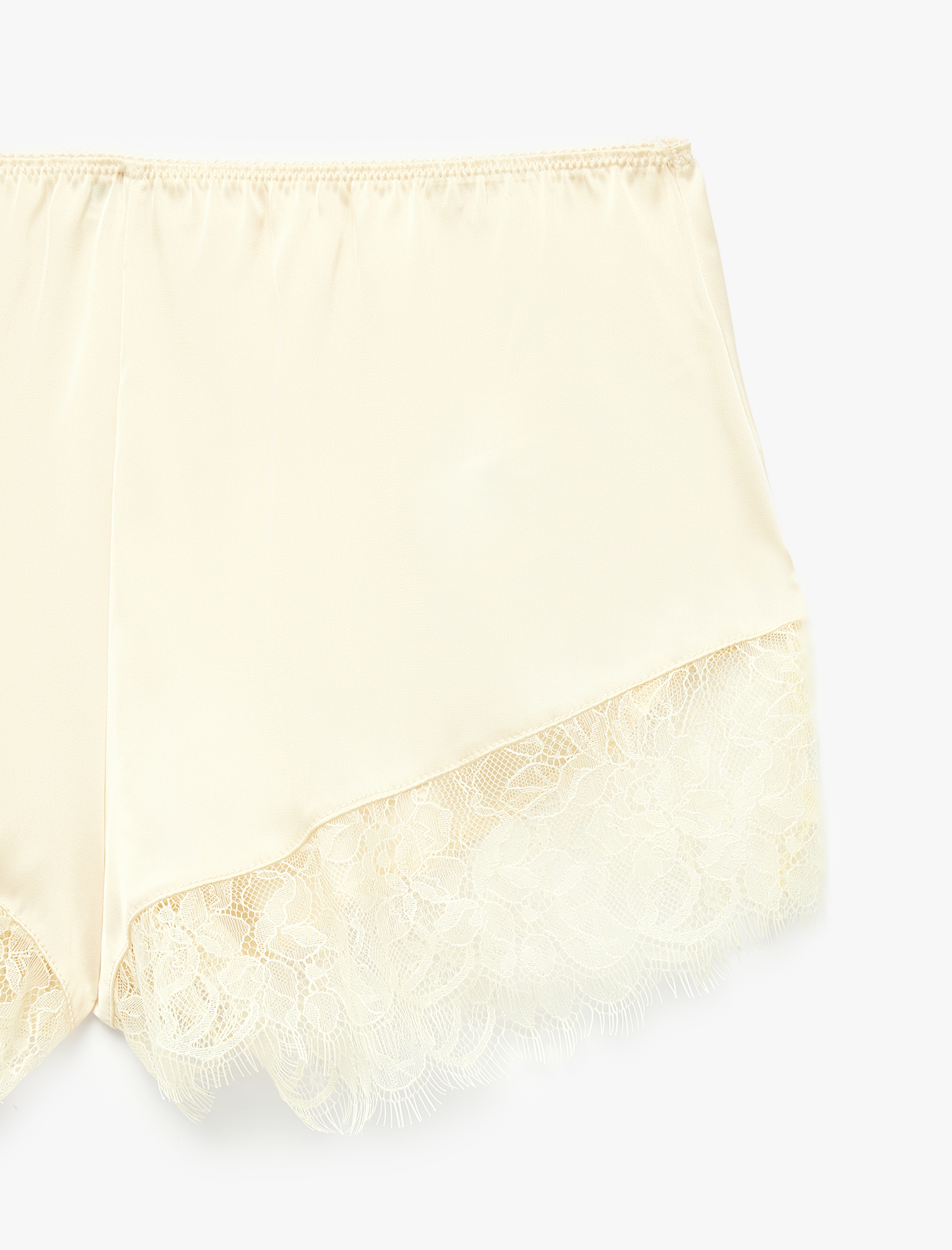   Beli Lastikli Rahat Kalıp Dantelli Saten Şort Pijama Altı