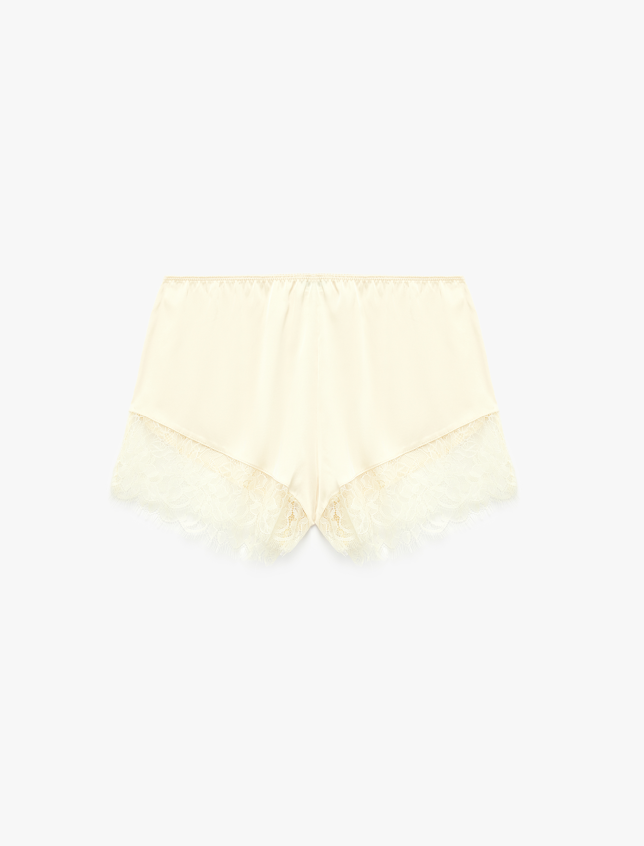  Beli Lastikli Rahat Kalıp Dantelli Saten Şort Pijama Altı