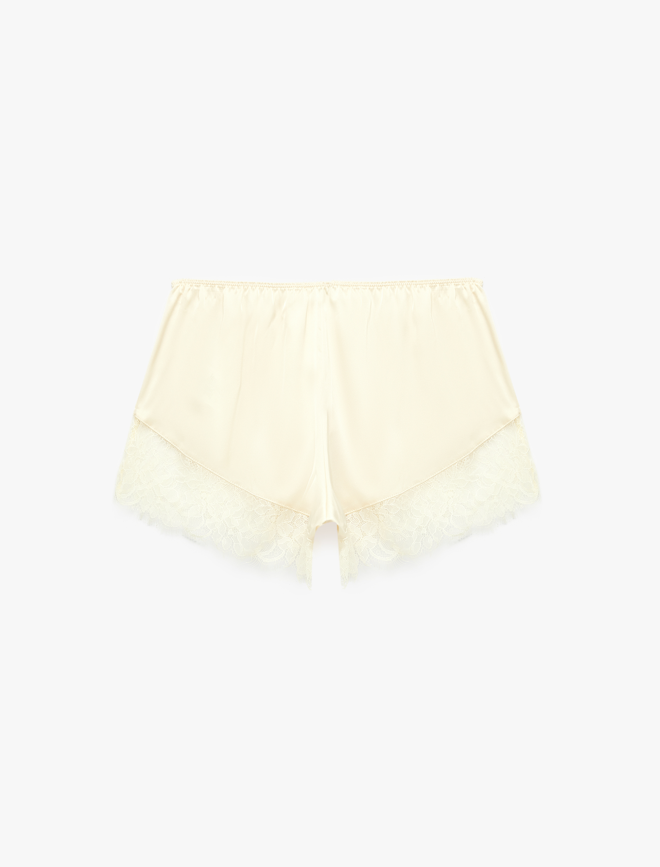   Beli Lastikli Rahat Kalıp Dantelli Saten Şort Pijama Altı