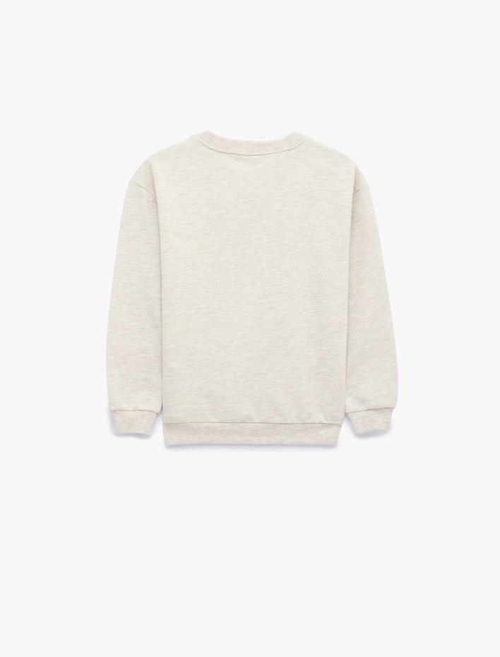 Erkek Bebek Şardonlu Uzun Kollu Bisiklet Yaka Baskılı Oversize Sweatshirt