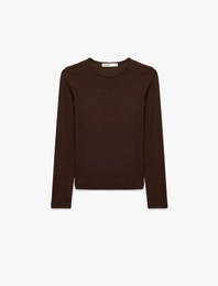 Modal Kumaş Slim Fit Bisiklet Yaka Uzun Kollu Tişört