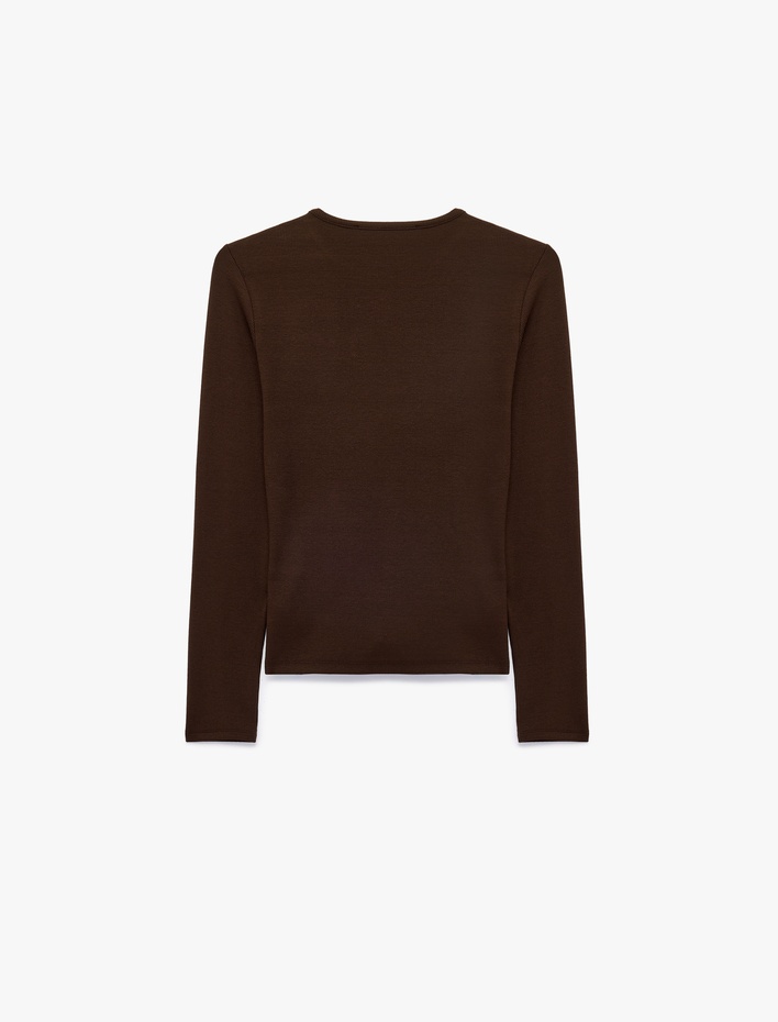  Modal Kumaş Slim Fit Bisiklet Yaka Uzun Kollu Tişört