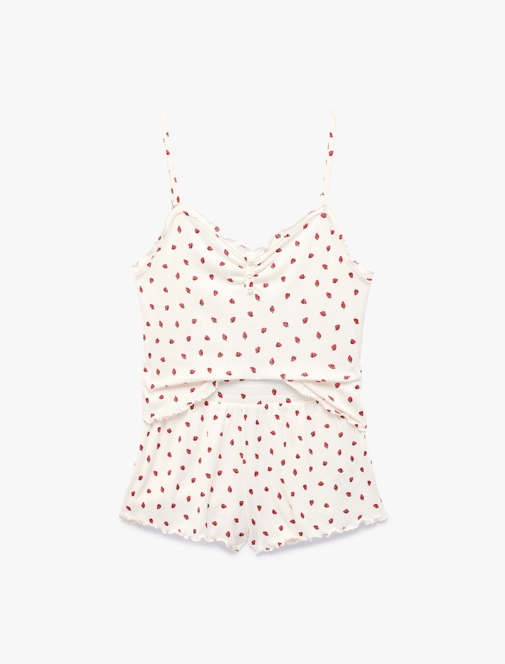  Desenli Rahat Kesim Şortlu Pijama Takımı