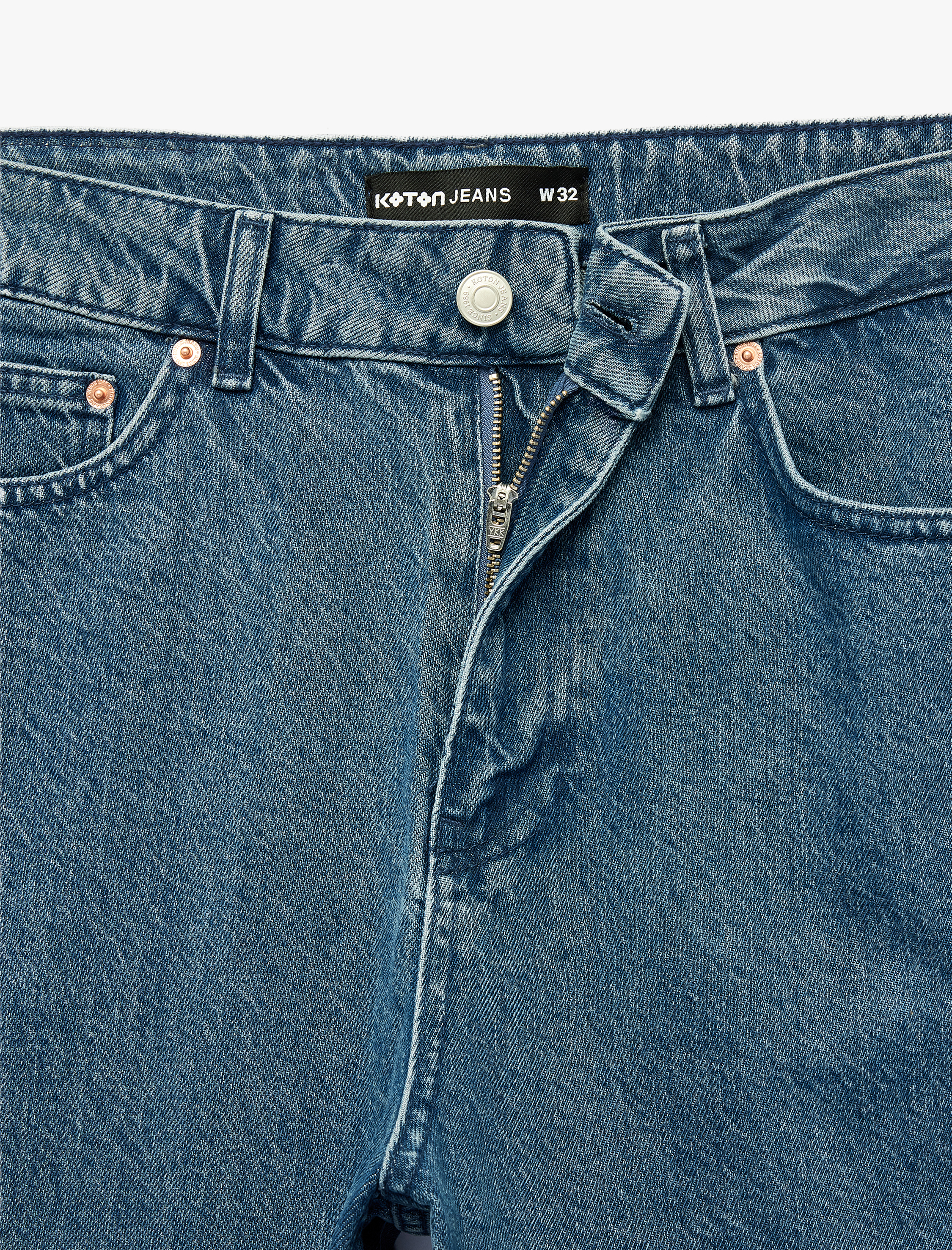   Normal Bel Pamuklu Bermuda Straight Fit Jean Şort