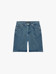 Normal Bel Pamuklu Bermuda Straight Fit Jean Şort