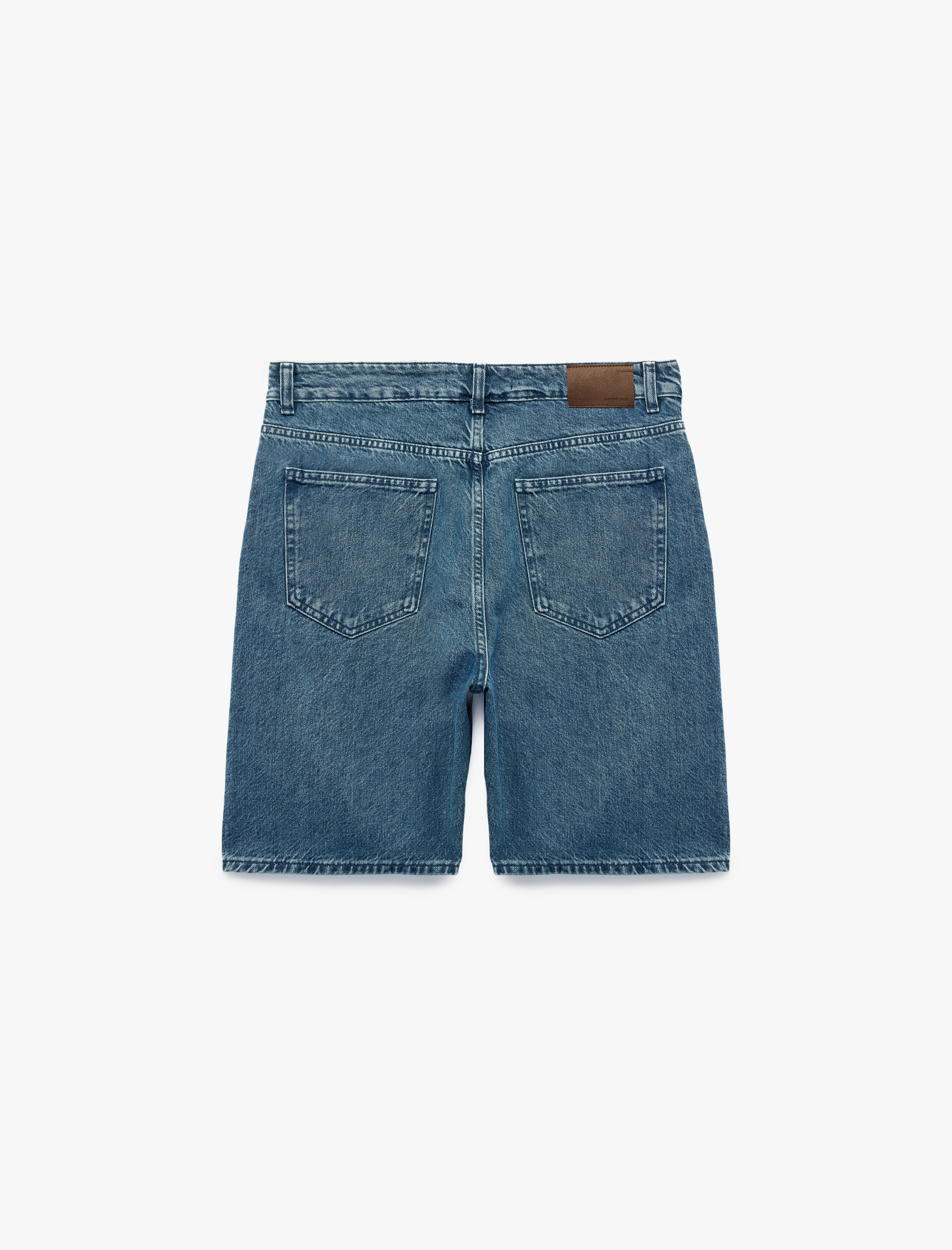   Normal Bel Pamuklu Bermuda Straight Fit Jean Şort