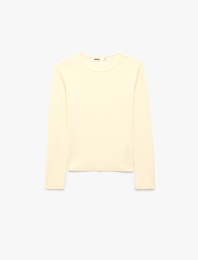 Modal Kumaş Slim Fit Bisiklet Yaka Uzun Kollu Tişört