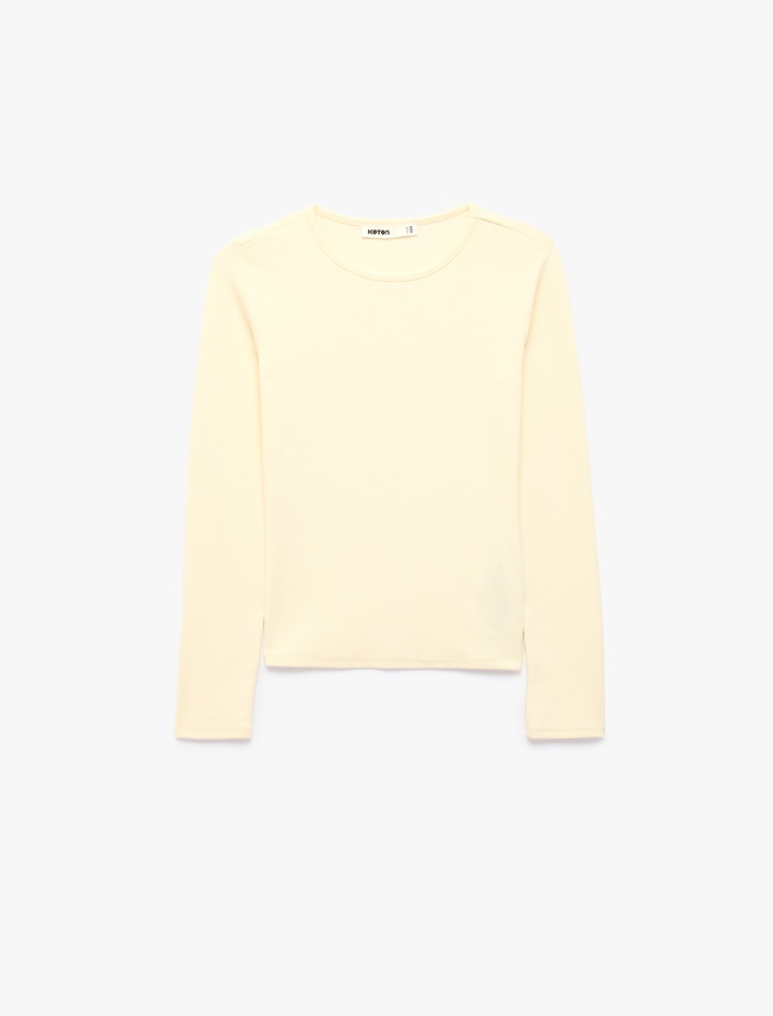  Modal Kumaş Slim Fit Bisiklet Yaka Uzun Kollu Tişört